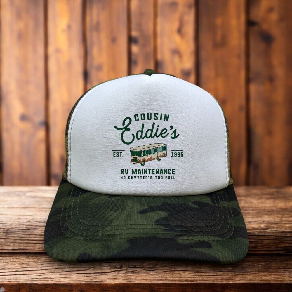 National Lampoon Cousin Eddie Mens Trucker Hat Camo Snapback Funny Meme Ball Cap